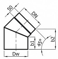 Koleno 150 mm 45° pevné barva černá K400269