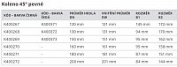 Koleno 150 mm 45° pevné barva černá K400269