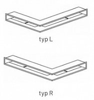 Ventilační otvor s montážním rámem - rohový - levý – černý 500 x 300 x 100 mm K400848