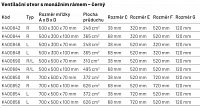 Ventilační otvor s montážním rámem - rohový - levý – černý 500 x 300 x 100 mm K400848