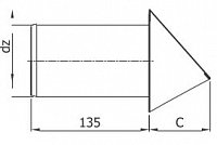 Mřížka se stříškou pro přívod externího vzduchu – na fasádu lakovaný pozink BÍLÁ 125 mm K400155