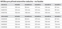 Mřížka se stříškou pro přívod externího vzduchu – na fasádu lakovaný pozink BÍLÁ 125 mm K400155