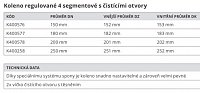 Kouřovody nerezové 1 mm Koleno regulované 4 segmentové s čistícími otvory 150 mm K400576