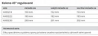 Kouřovody nerezové 1 mm Koleno 45° regulované, dvousegmentové 150 mm K400214