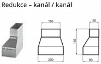 Redukce – kanál / kanál K400190 Rozměry Aw x Bw/dz (mm) 150 x 50/200 x 90